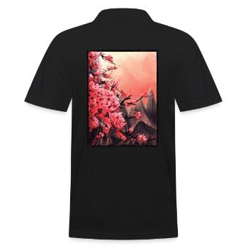 Cherry Blossoms Japan, Art Landscape Mountains Asia - Men's Polo Shirt - black - Back - Kai (181cm)