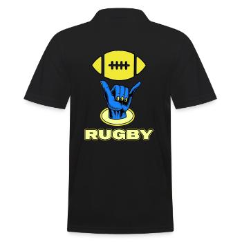 rugby rugbyspieler rugbyverein - Männer Poloshirt - Schwarz - Hinten - Kai (181cm)