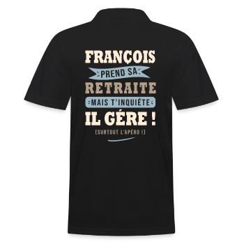 François humour retraite cadeau retraité - Polo Homme - noir - Dos - Kai (181cm)