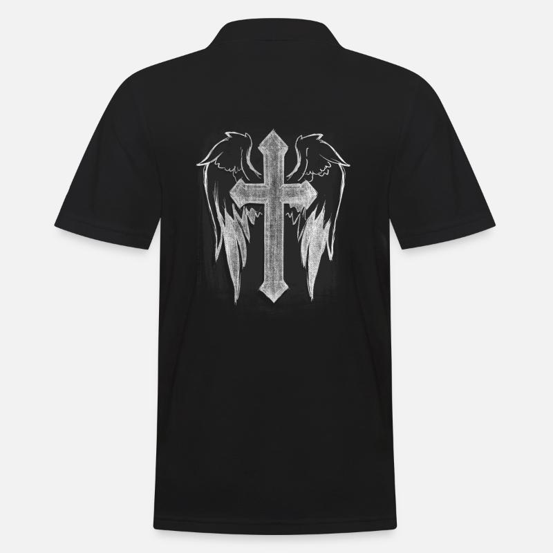 Croix d'aile d'ange - Polo Homme - noir