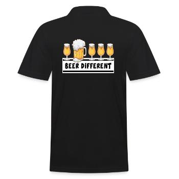 bier bierzelt trinkspruch "beer different" - Männer Poloshirt - Schwarz - Hinten - Kai (181cm)