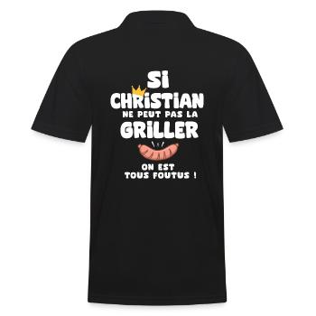 Christian roi barbecue cadeau Christian fêtes - Polo Homme - noir - Dos - Kai (181cm)