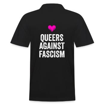 QUEERS AGAINST FASCISM - Männer Poloshirt - Schwarz - Hinten - Kai (181cm)