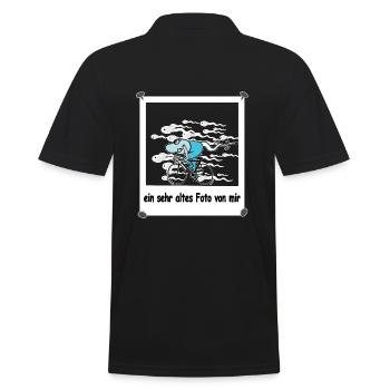 Altes Foto Rennradfahrer Radrennen - Männer Poloshirt - Schwarz - Hinten - Kai (181cm)