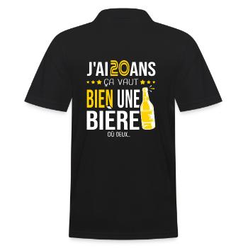 Cadeau d anniversaire 20 ans j ai 20 ans et bière - Polo Homme - noir - Dos - Kai (181cm)