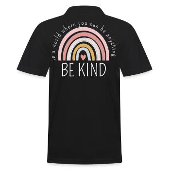 BE KIND - Men's Polo Shirt - black - Back - Kai (181cm)