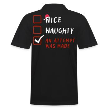 Naughty Nice Attempt Was Made,Funny Christmas Gift - Men's Polo Shirt - black - Back - Kai (181cm)