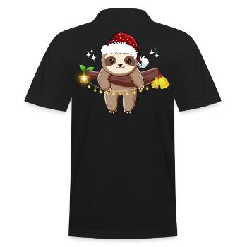 Drôle de Noël paresseux. Paresseux de Noël - Polo Homme - noir - Dos - Kai (181cm)