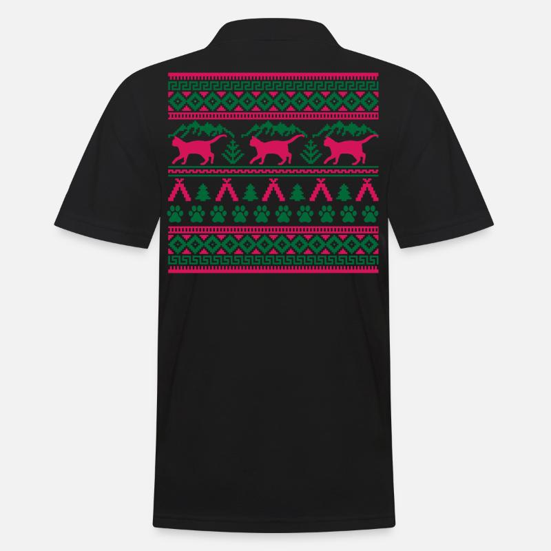 Weihnachtskatze Hässlicher Weihnachtspullover Geschenk - Männer Poloshirt - Schwarz