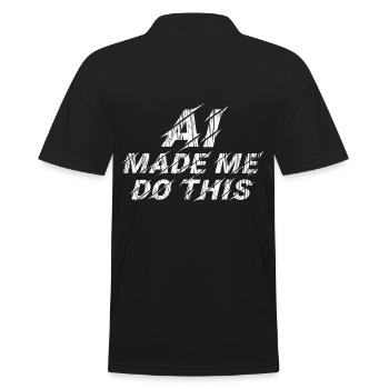 AI made me do this - statement - Männer Poloshirt - Schwarz - Hinten - Kai (181cm)