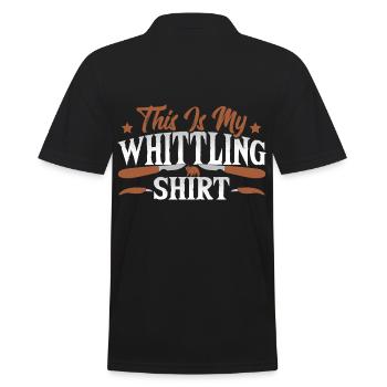 Holzschnitzerei, Schnitzausrüstung, Schnitzereien, - Männer Poloshirt - Schwarz - Hinten - Kai (181cm)