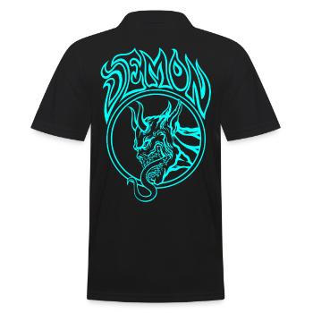 BLAUER Dämon – Höllische Strichzeichnung Illustration - Männer Poloshirt - Schwarz - Hinten - Kai (181cm)