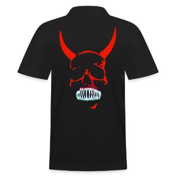 Roter Dämonenschädel Neon - Männer Poloshirt - Schwarz - Hinten - Kai (181cm)