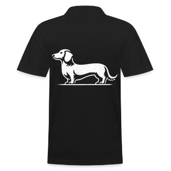Dackel Teckel Silhouette Hund - Männer Poloshirt - Schwarz - Hinten - Kai (181cm)