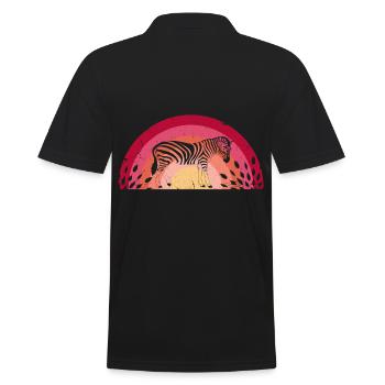 Zebra - Männer Poloshirt - Schwarz - Hinten - Kai (181cm)