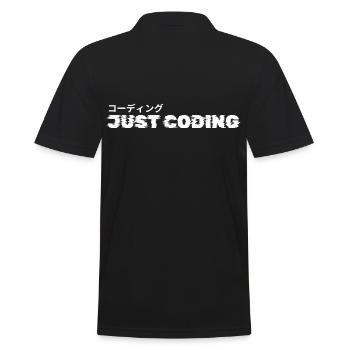 LUZILLION CODER COUTURE, JUST CODING - Männer Poloshirt - Schwarz - Hinten - Kai (181cm)