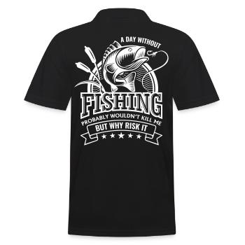 Pêche Pêche Cadeau de pêche drôles de phrases canne à pêche - Polo Homme - noir - Dos - Kai (181cm)