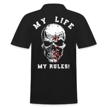 My Life My Rules - Männer Poloshirt - Schwarz - Hinten - Kai (181cm)