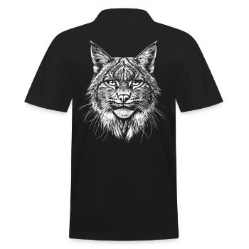 Luchs Portrait Wildtier Waldtier Luchse Tiere - Männer Poloshirt - Schwarz - Hinten - Kai (181cm)