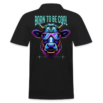 Kuh Brille lustig Bauer Geschenk Born to be cool - Männer Poloshirt - Schwarz - Hinten - Kai (181cm)