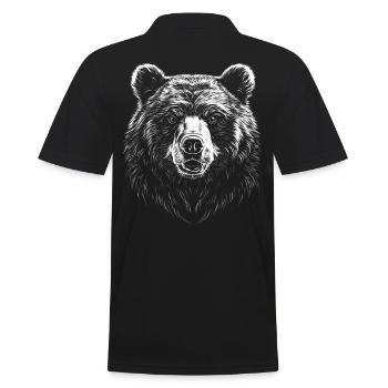 Bear Portrait Brown Bear Grizzly Bear - Men's Polo Shirt - black - Back - Kai (181cm)