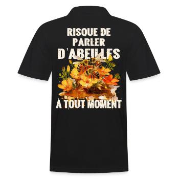 Apiculteur cadeau humour risque de parler abeilles - Polo Homme - noir - Dos - Kai (181cm)