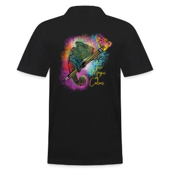 Chameleon and butterfly - the magic of colors - Men's Polo Shirt - black - Back - Kai (181cm)