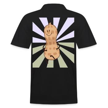 Erdnuss Nuss Nüsse frech fröhlich Kind Baby - Männer Poloshirt - Schwarz - Hinten - Kai (181cm)