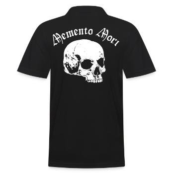 Memento Mori mit Gothic Totenschädel - Männer Poloshirt - Schwarz - Hinten - Kai (181cm)