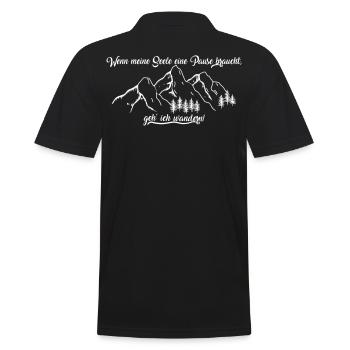 Wandern Wanderer Auszeit Seele Pause Spruch - Männer Poloshirt - Schwarz - Hinten - Kai (181cm)