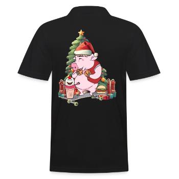 Presents Santa Nicholas Pig Santa Claus - Men's Polo Shirt - black - Back - Kai (181cm)