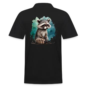 Cute raccoon - Men's Polo Shirt - black - Back - Kai (181cm)