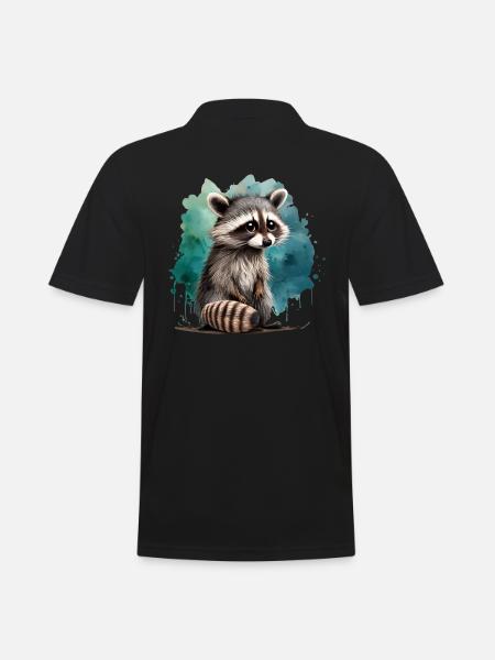 Cute raccoon - Men's Polo Shirt - black