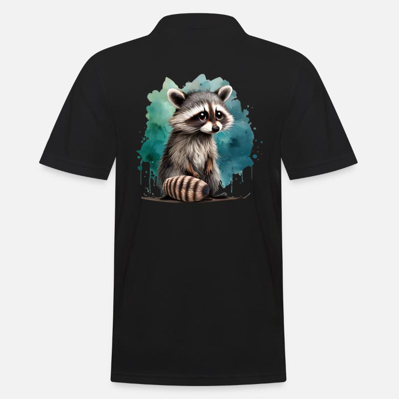 Süßer Waschbär - Männer Poloshirt - Schwarz