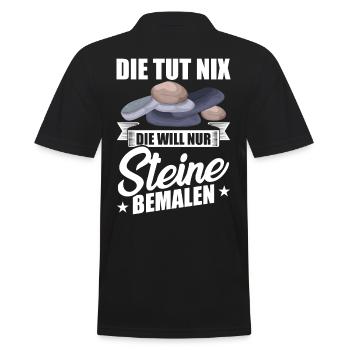 Die tut nix die will nur Steine bemalen steine - Männer Poloshirt - Schwarz - Hinten - Kai (181cm)