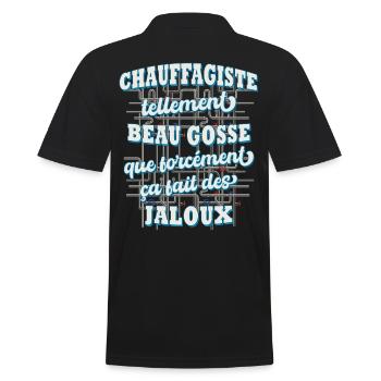 Chauffagiste humour plombier original vintage - Polo Homme - noir - Dos - Kai (181cm)
