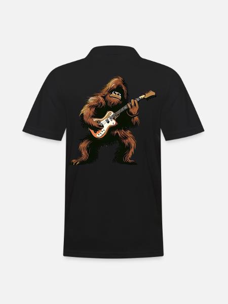 Bigfoot plays guitar - Men's Polo Shirt - black