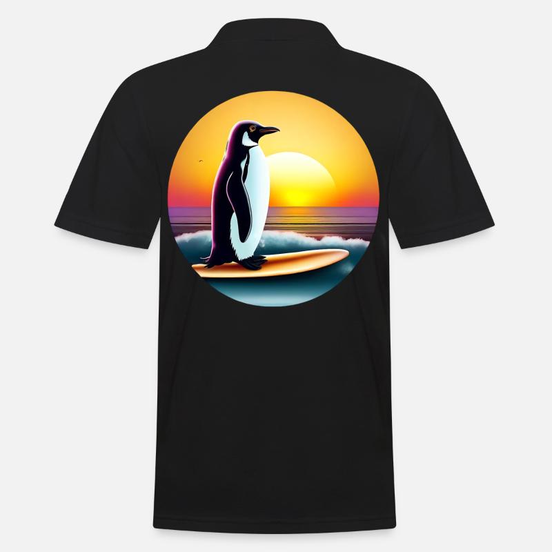 Penguin Surfer - Polo Homme - noir
