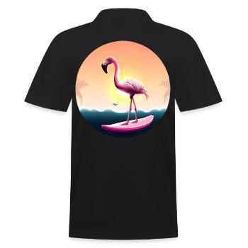 Surfing flamingo in sunset - Men's Polo Shirt - black - Back - Kai (181cm)