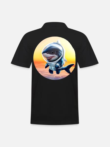 Shark astronaut in sunset - Men's Polo Shirt - black