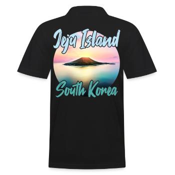 Jeju Island at sunset - Men's Polo Shirt - black - Back - Kai (181cm)