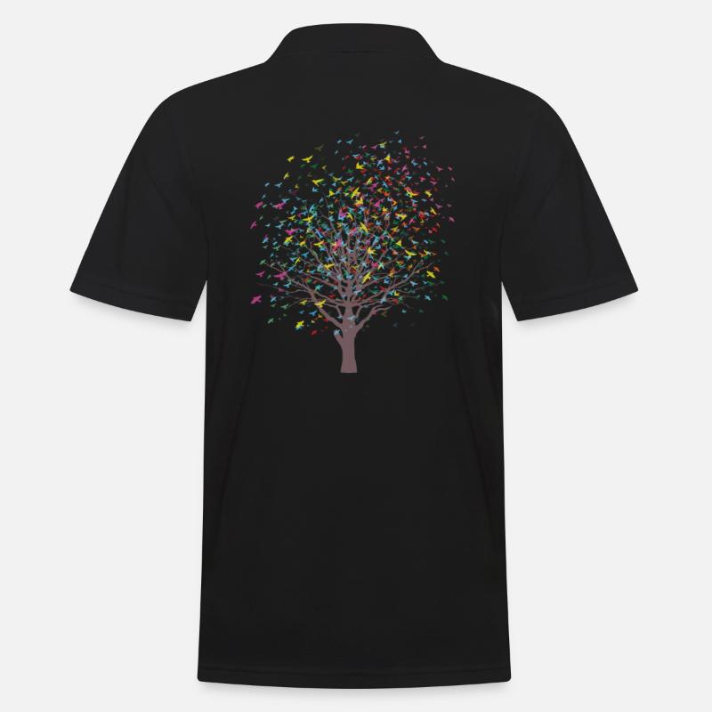 Tree with birds - Men's Polo Shirt - black