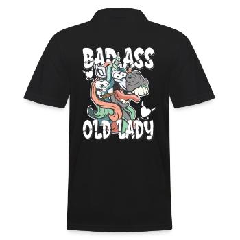 bad ass vieille dame - licorne folle licorne - Polo Homme - noir - Dos - Kai (181cm)