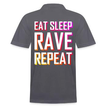EAT SLEEP RAVE REPEAT Festival 3D Schrift - Männer Poloshirt - Anthrazit - Hinten - Nico (186cm)