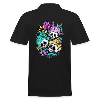 Cupcake Skulls. Dias de los Muertos. Tag der Toten - Männer Poloshirt - Schwarz - Hinten - Kai (181cm)