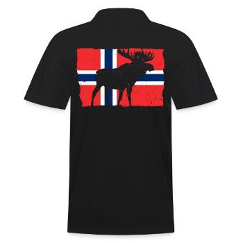 Norwegen Flagge Elch Tier Urlaub - Männer Poloshirt - Schwarz - Hinten - Kai (181cm)