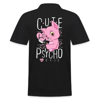 Cute but psycho. pink cat cat crazy crazy - Men's Polo Shirt - black - Back - Kai (181cm)