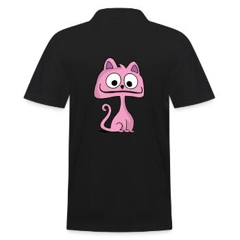Pink Cat pink cat cheeky funny cartoon - Men's Polo Shirt - black - Back - Kai (181cm)