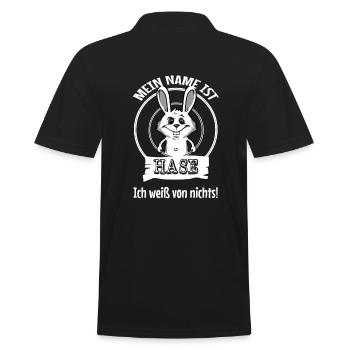 Mein Name ist Hase. Ich weiß von nichts! Frech - Männer Poloshirt - Schwarz - Hinten - Kai (181cm)