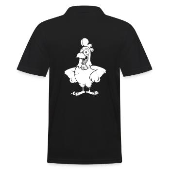 Hahn Gockel hen chickens cheeky comic - Men's Polo Shirt - black - Back - Kai (181cm)